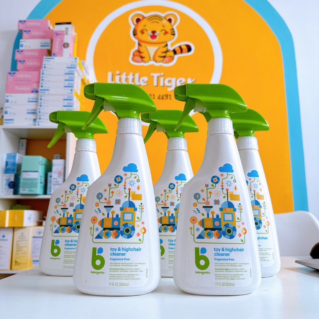 Chai xịt khử khuẩn đồ chơi, bàn ghế ăn 502ml Babyganics 100% hữu cơ an toàn cho mẹ và bé - Nước rửa đồ chơi cho bé