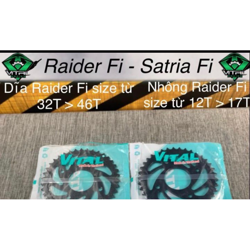 Dĩa sau raider fi,satria fi,raider x cơ 32T 34T 35T 36T 37T 38T 39T 40T 41T 42T 43T 44T 45T VITAL Made In Thailand