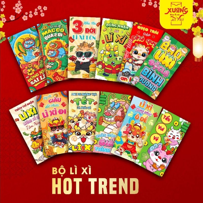 Combo 10 bao lì xì Tết Ất Tỵ 2025