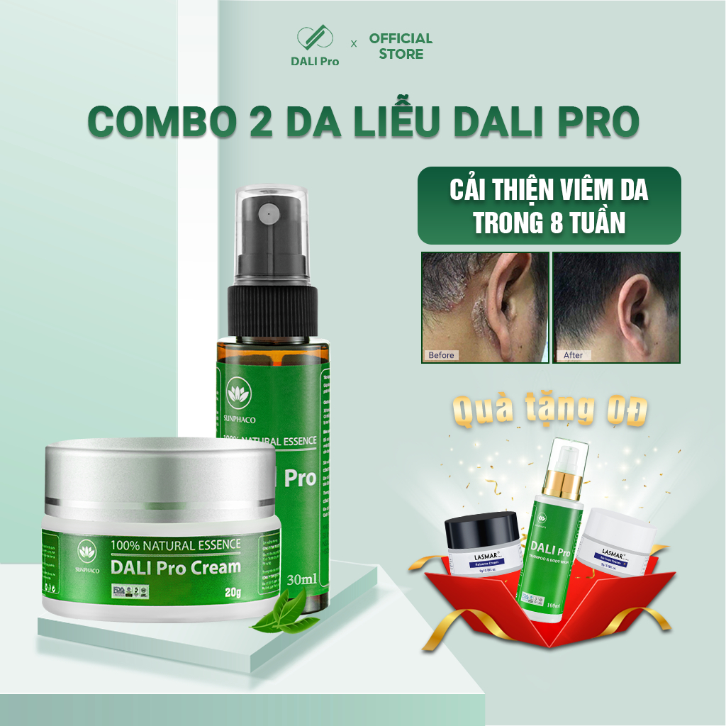 Kem Bôi Da + Xịt Viêm Da DALI Pro Hỗ trợ giảm vảy nến, á sừng, hắc lào, chàm, nấm20g