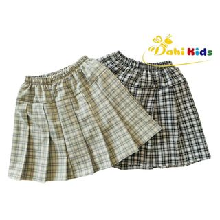 Chân Váy Xếp Ly Có Lót Trong DaHi Kids Chất Vải TuySY Kẻ Caro Rẻ Đẹp Cạp Thun Size 12-30kg