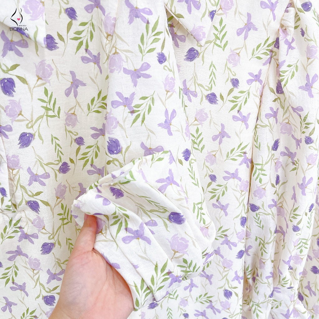 Đầm bầu thiết kế BONNA dáng suông A, dáng sơ mi tinh tế, chất tằm hàn ,làm váy bầu công sở, váy bầu dự tiệc VS445