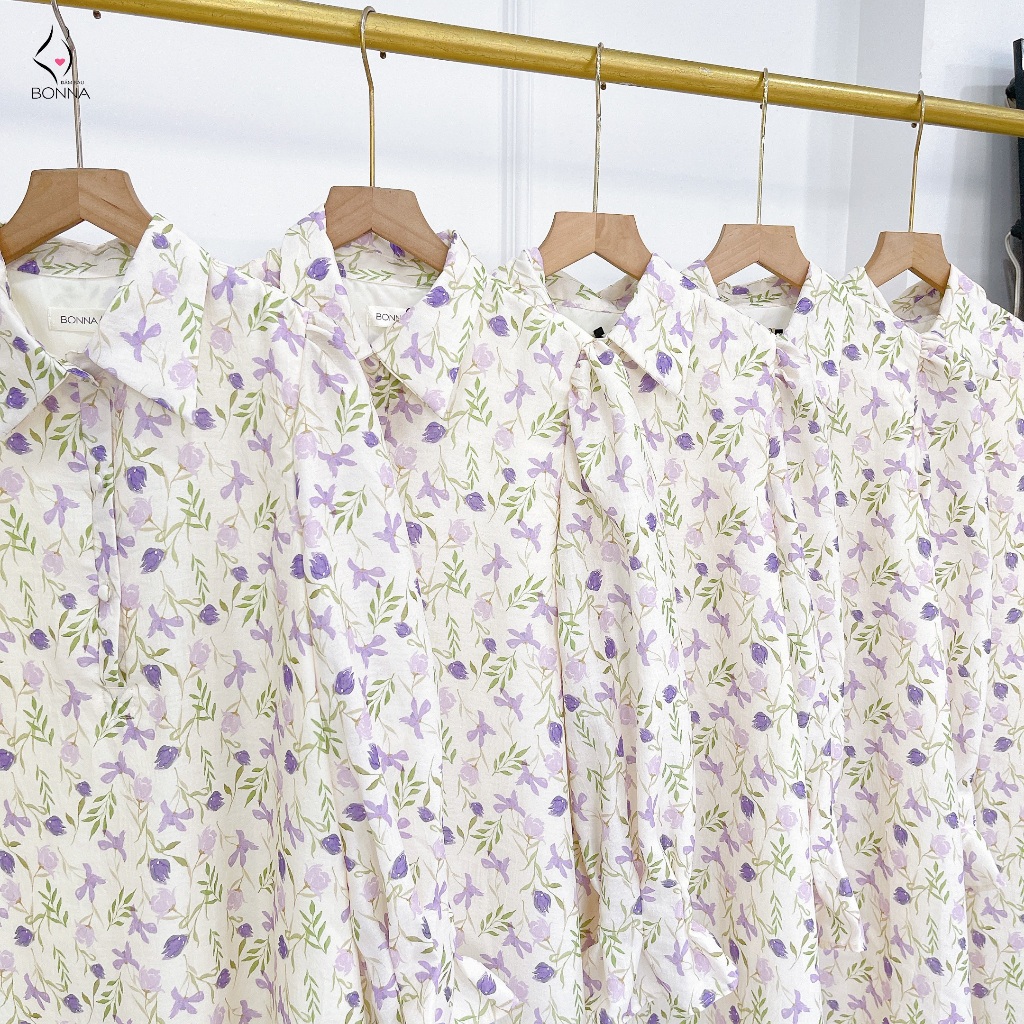 Đầm bầu thiết kế BONNA dáng suông A, dáng sơ mi tinh tế, chất tằm hàn ,làm váy bầu công sở, váy bầu dự tiệc VS445