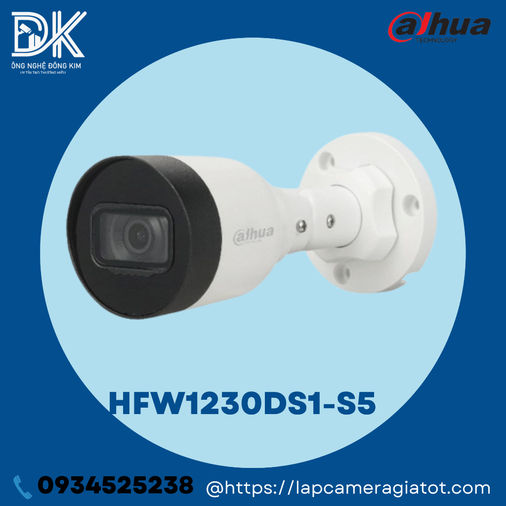 Camera IP hồng ngoại 2.0 Megapixel DAHUA DH-IPC-HFW1230DS1-S5, hàng chính hãng