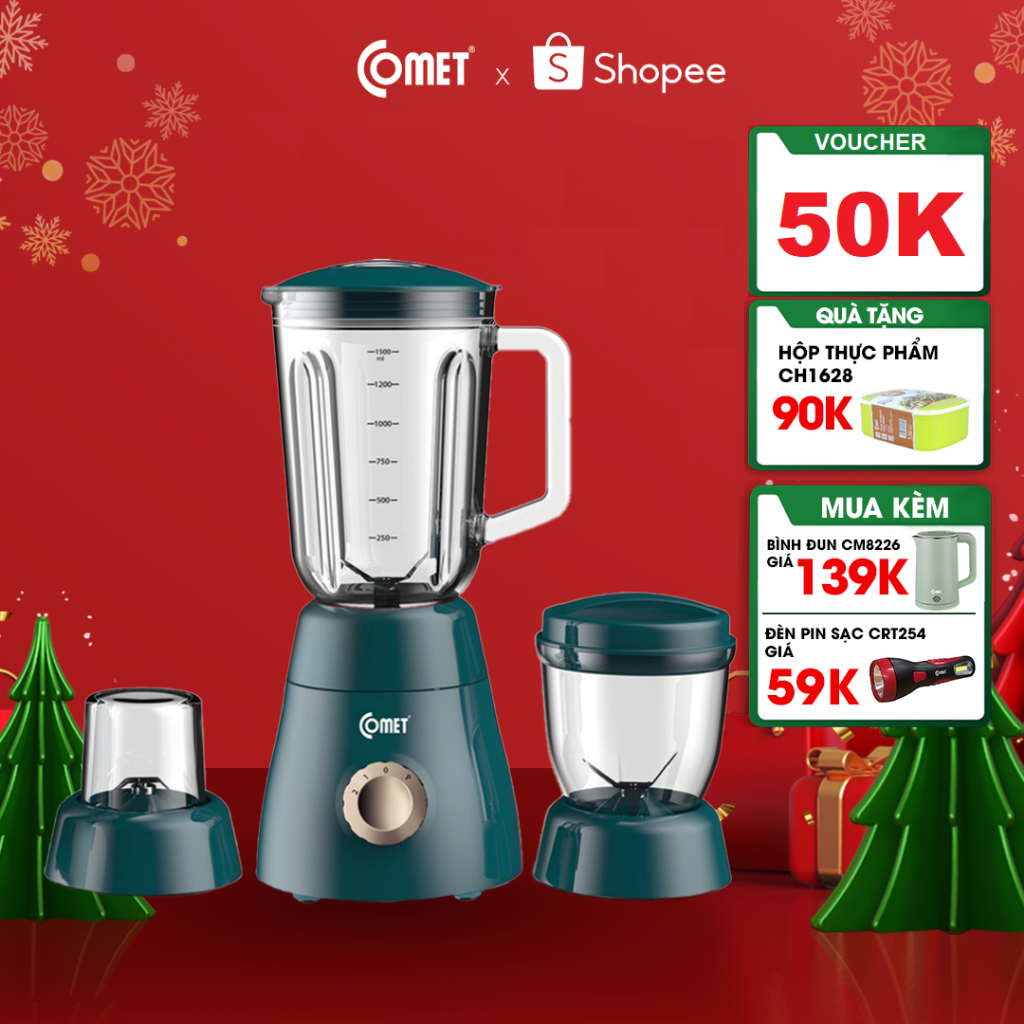 Hỏa tốc - Máy xay sinh tố 3 cối 450W COMET - CM9979