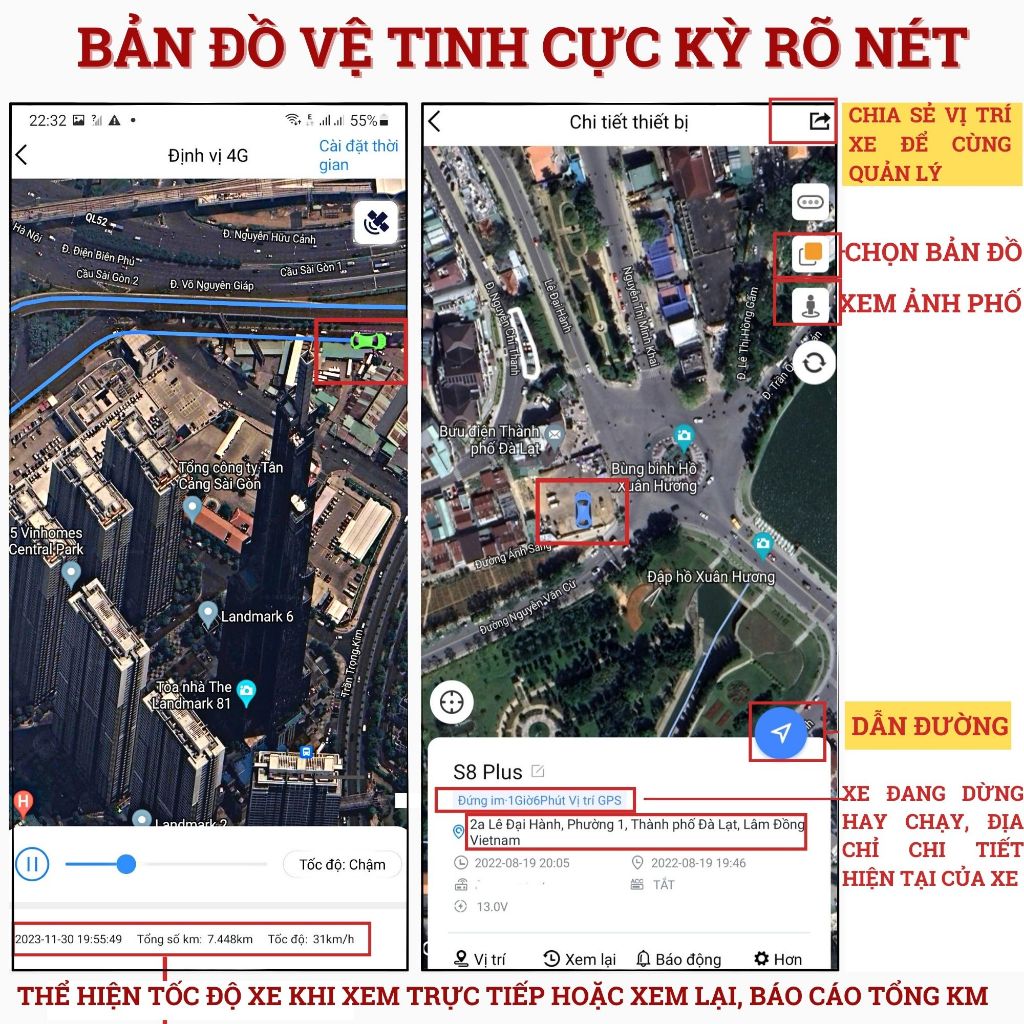 Định vị theo dõi xe máy, ô tô chip 4G độ chính xác cao tặng kèm sim 4G trọn gói 1 năm