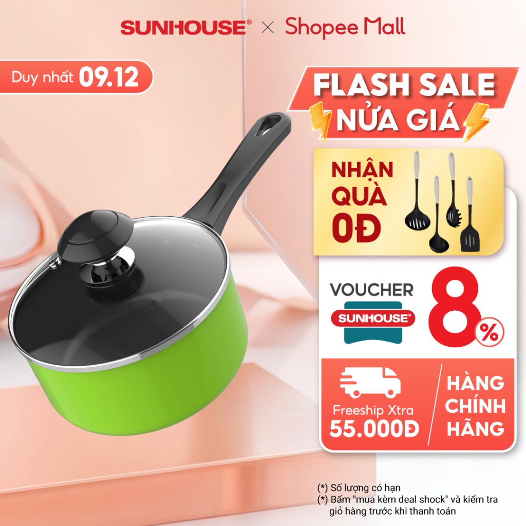 Nồi Quấy Bột Chống Dính SUNHOUSE SHG-MP14 - Đường kính 14 cm - KHÔNG DÙNG ĐƯỢC TRÊN BẾP TỪ