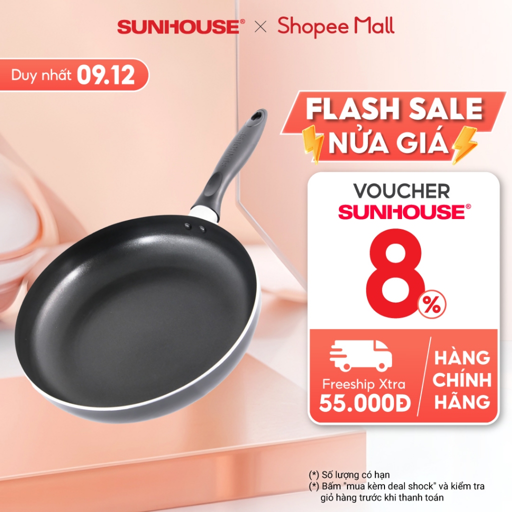 Chảo từ Sunhouse Magnetic Pan SHM - Đường kính 22-24-26-30 cm - KHÔNG DÙNG ĐƯỢC TRÊN BẾP TỪ- Hàng chính hãng