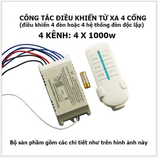 Cổng tắc điều khiển từ xa Rf 4 cổng  điều khiển 4 thiết bị độc lập