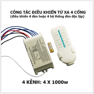 Công tắc điều khiển từ xa 4 cổng (4 kênh) xuyên tường không dây