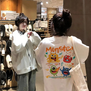  Focus local brand fashion vintage Quái vật graffiti áo nỉ nữ dày nữ sweater form rộng unisex levents 100%cotton 