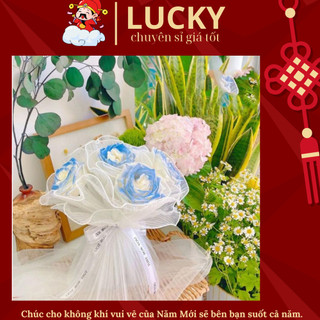 Cuộn voan váy gói hoa,Cuộn Voan bản to Viền Sóng,Viền Ngọc 240x31cm-Giấy gói hoa, ruy băng màu pastel trang trí LUCKY