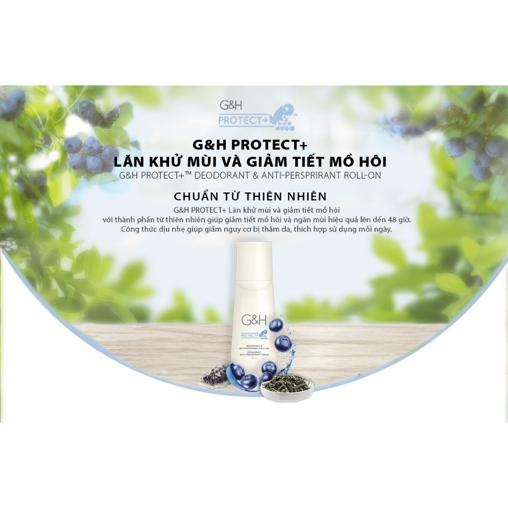 Lăn khử mùi và giảm tiết mồ hôi cơ thể G..&..H Protect+ 100ml