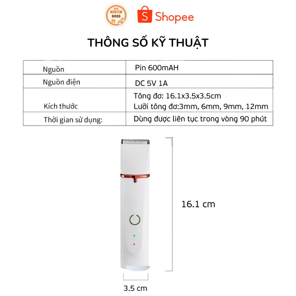 Tông đơ cắt tỉa lông cho chó mèo 4 in 1 siêu bên và tiện lợi, Tăng Đơ Cắt Lông Chó Đa Năng Chuyên Dụng