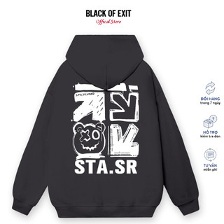 Áo hoodie nỉ bông STA.SR form rộng BLACK OF EXIT nam nữ thu đông Local Brand