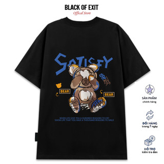 Áo thun unisex Bear SATI form rộng BLACK OF EXIT phông tay lỡ nam nữ form rộng Local Brand