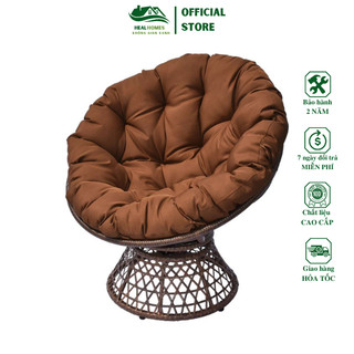 Ghế lười thư giãn Papasan xoay 360 giả mây lõi thép cao cấp decor ban công nằm thư giãn