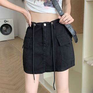 Chân váy kaki xỏ dây rút có quần bên trong 44-55kg