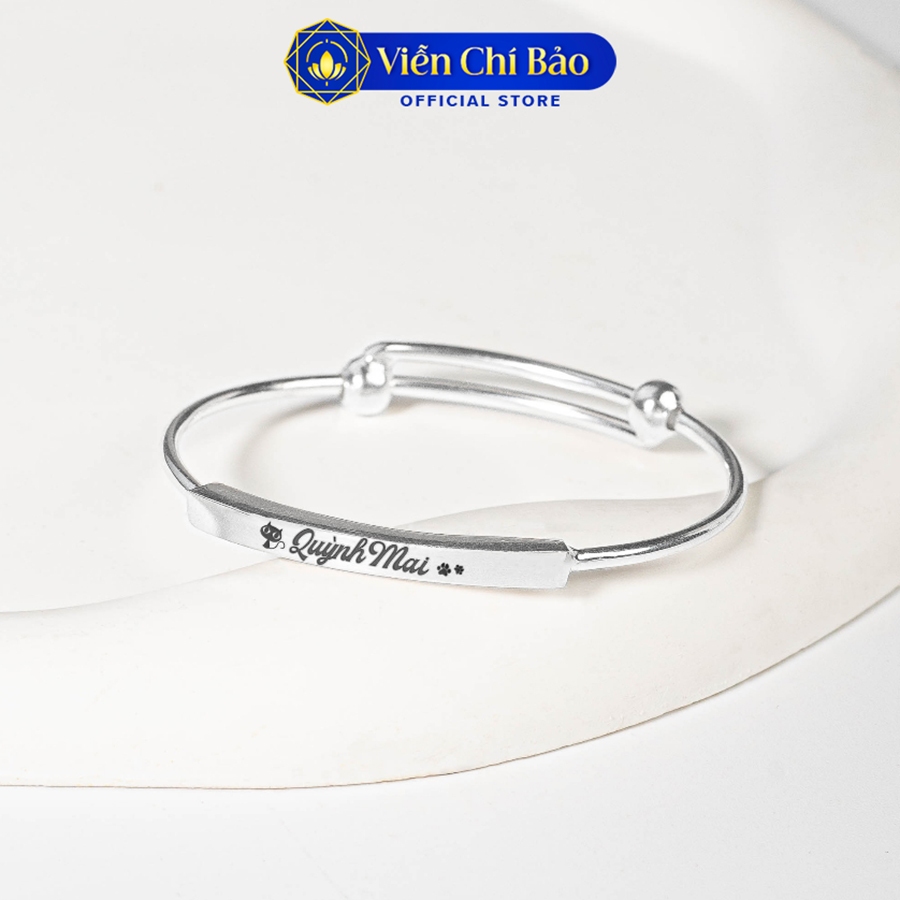 Lắc tay bạc trẻ em khắc tên điều chỉnh size chất liệu bạc 925 (KHẮC TÊN MIỄN PHÍ THEO YÊU CẦU) Viễn Chí Bảo L400778