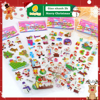 Sticker 3D chủ đề Giáng sinh Noel cho bé, Hình dán nổi chống thấm nước Sticker trang trí Quà tặng cho bé