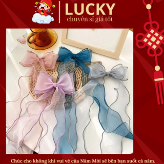 Cuộn ruy băng voan bèo, ruy băng viền sóng làm nơ, bó hoa - Dây ruy băng ren lụa, ruy băng gói quà, phụ kiện LUCKY