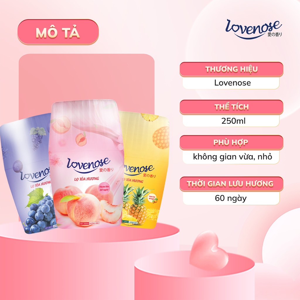 Lọ tỏa hương Lovenose 250ml chai khử mùi, thanh lọc không khí, sáp thơm phòng hương thơm tự nhiên - FYEO