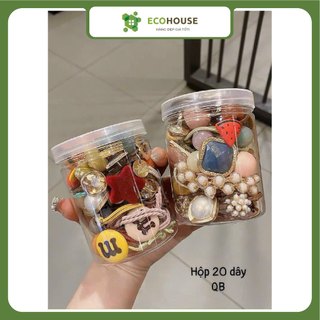 Set 20 dây buộc tóc nhiều hình phong cách hàn quốc kèm hộp tròn