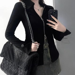 Áo Tay Dài Kiểu Cổ Bẻ PINKSTORE29 Phối Khóa Kéo 2 Đầu A5982