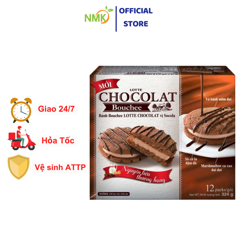 Bánh Lotte Chocolate Bouchee vị socola đậm đà hộp 324g date mới