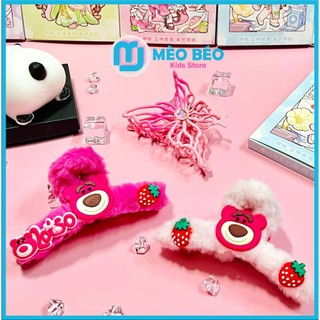 Kẹp tóc càng cua gấu dâu, Kẹp tóc càng cua hàn quốc, Kẹp tóc càng cua kim loại - Mèo Béo Kids Store