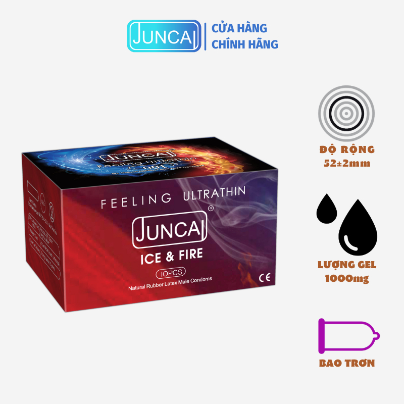 Bao cao su Juncai 0.01 lửa băng, nhiều gel bôi trơn, cảm giác mới lạ XMARVEL