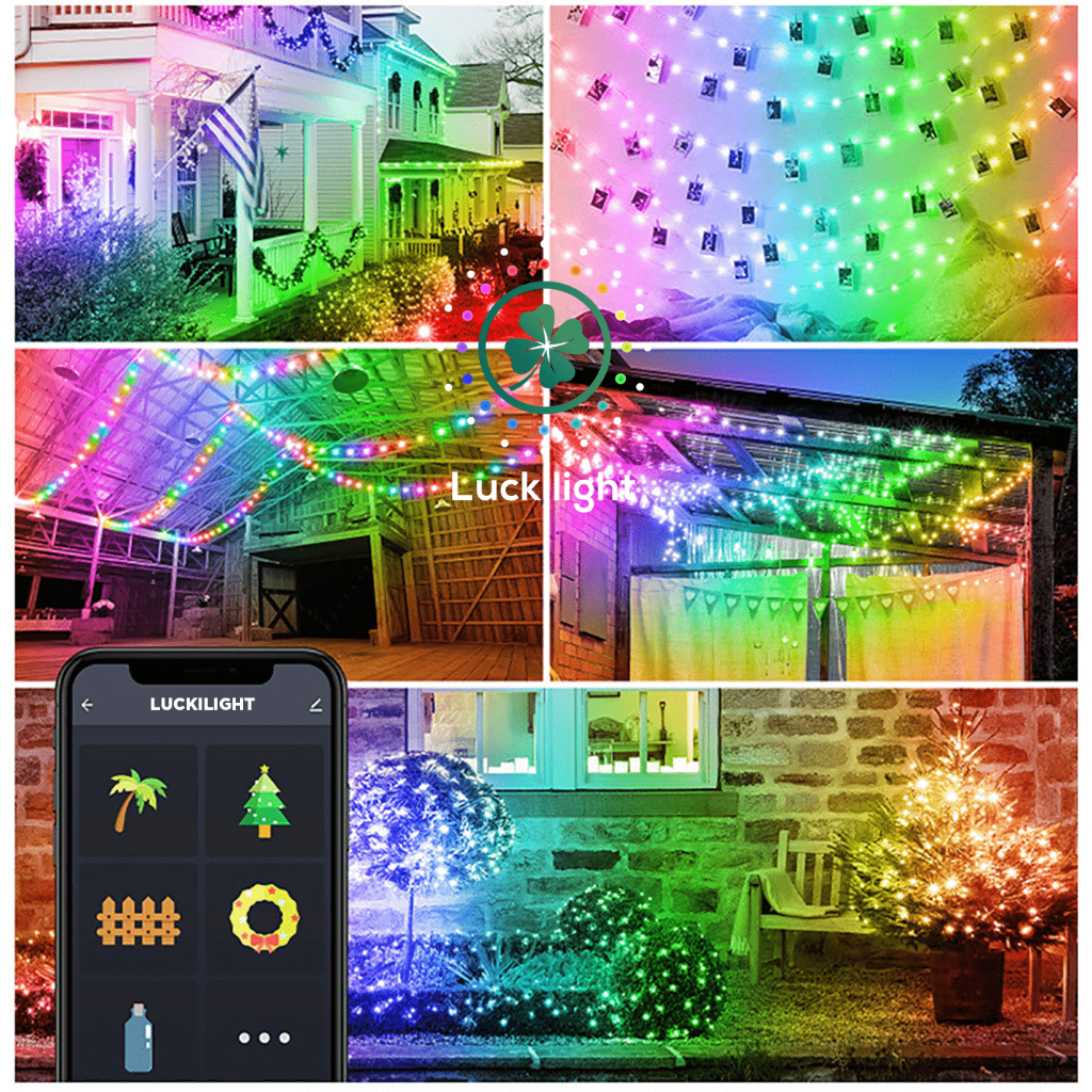 Đèn Led May Mắn Luckilight Trang Trí noel, Lễ tết, Dây Đèn Led 16 Triệu Màu Nháy Theo Nhạc, Kết Nối App, Kèm Remote