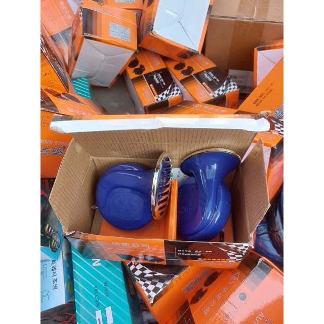 Còi sên ô tô, còi điện ô tô xe tải điện 12v  và 24v, còi vỉ xanh