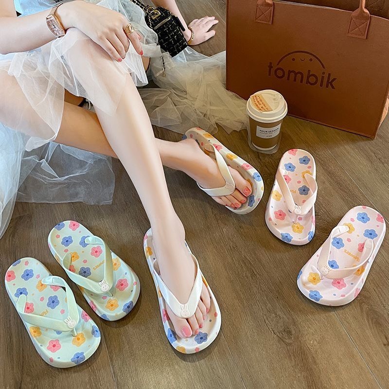 Dép kẹp xỏ ngón nữ logo thỏ in hình bông hoa siêu cute chất nhựa dẻo cao cấp - 3289-2🧡🧡