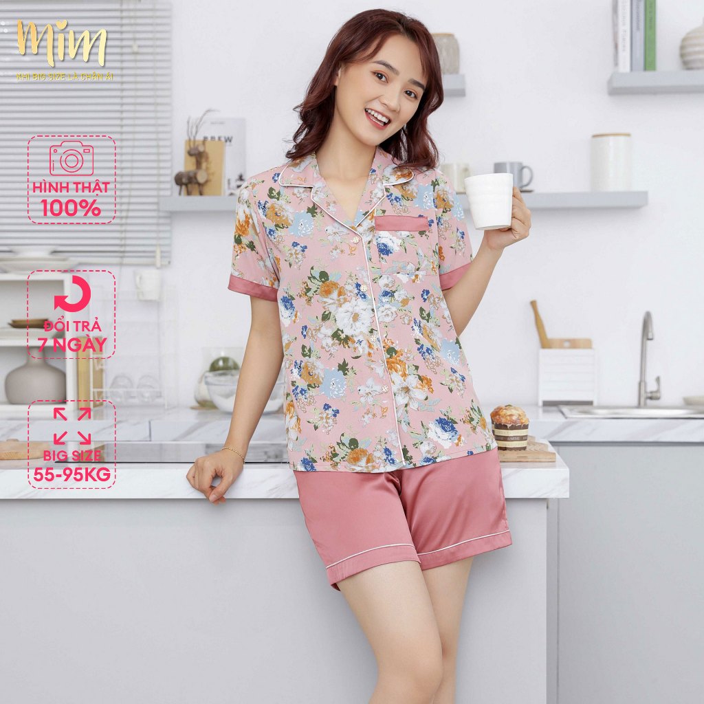Đồ bộ Pijama ngắn Xuân Hường mềm mát, không nhăn, phom rộng bigsize Mĩm Store