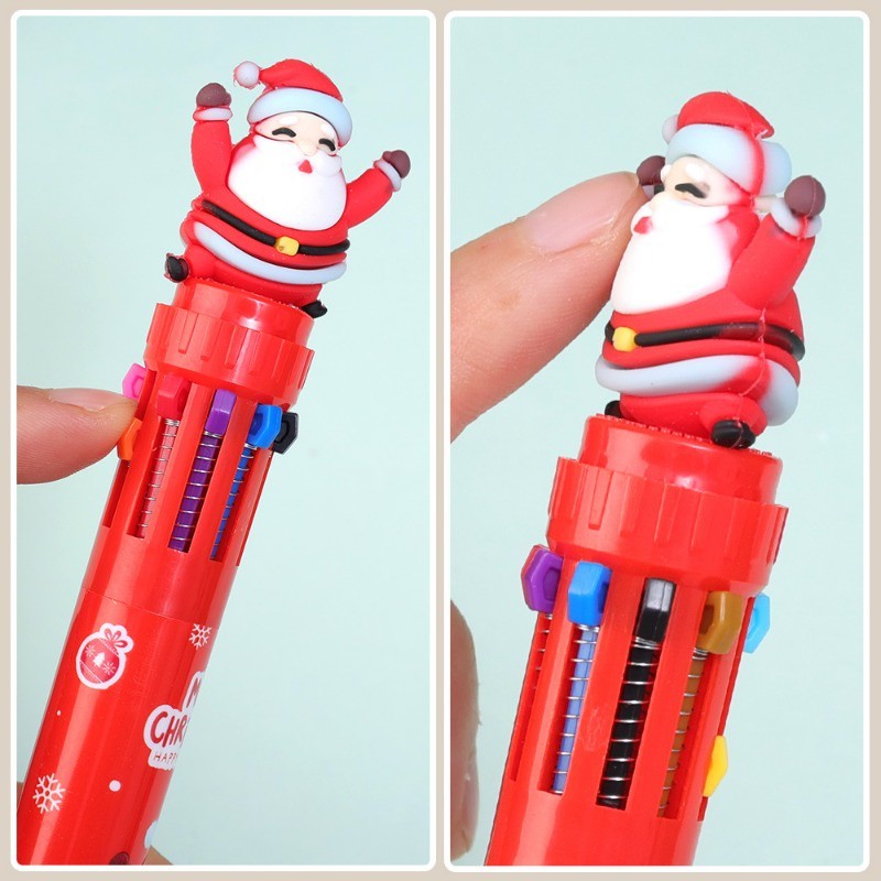 Bút bi Noel 10 Ngòi 10 Màu dễ thương_ Bút Noel Quà tặng Noel Giáng Sinh cho bé - Thư Viện Đồ Chơi