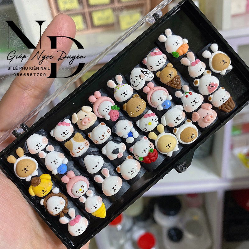 Charm vẽ thú bột Nail bảng B