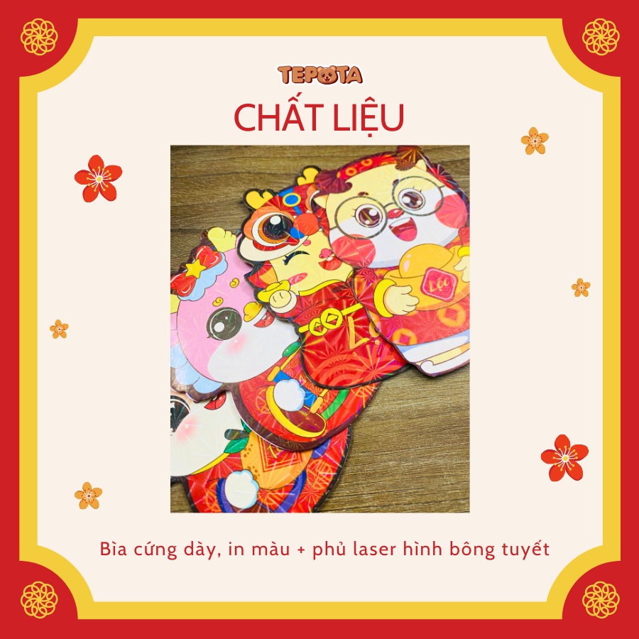 Phong Bao Lì Xì Chibi Tết Giáp Thìn 2024 Thiết Kế Siêu Dễ Thương Loại Dày Đẹp Phủ Bóng Mẫu Mới LX