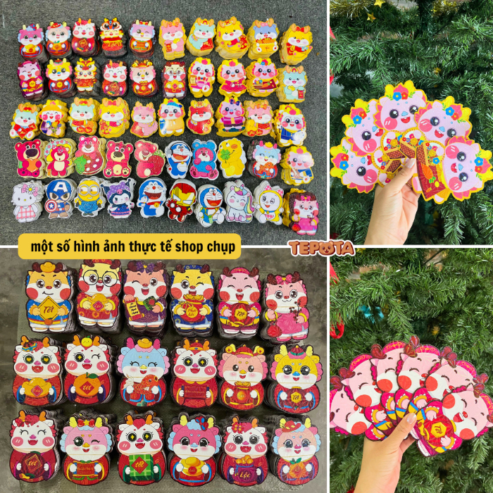 Phong Bao Lì Xì Chibi Tết Giáp Thìn 2024 Thiết Kế Siêu Dễ Thương Loại Dày Đẹp Phủ Bóng Mẫu Mới LX