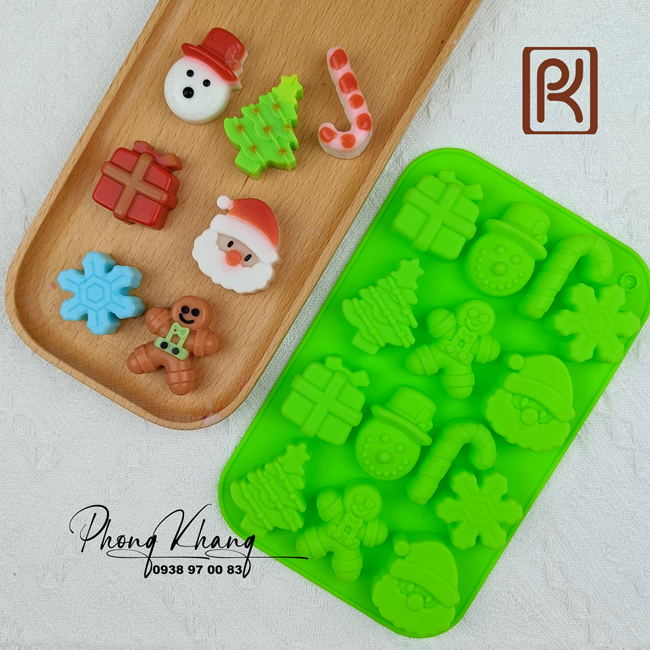 Khuôn silicon Phong Khang làm rau câu hình noel