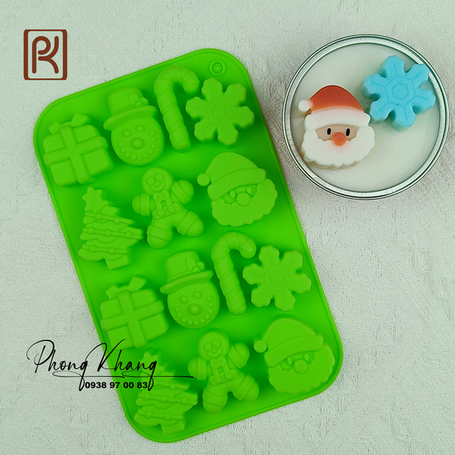 Khuôn silicon Phong Khang làm rau câu hình noel