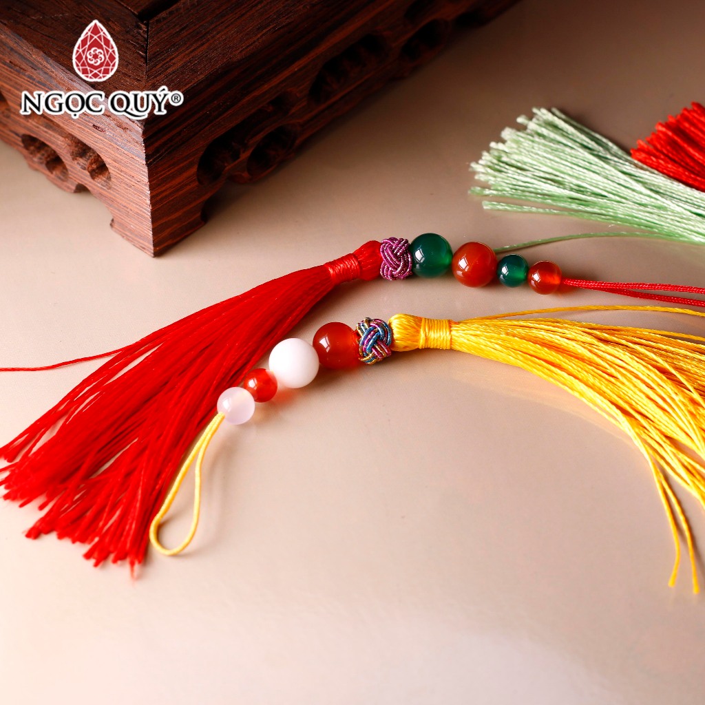 Móc khóa, treo tuarua trang trí hạt đá thiên nhiên - Ngọc Quý