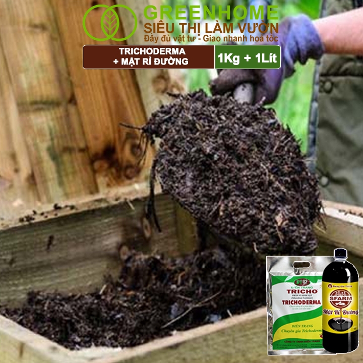 Combo Nấm Đối Kháng Trichoderma 1kg Và Mật Rỉ Đường Sfarm 1kg, Greenhome,  Ủ Phân Bón, Ủ Đậu Nành, Ủ Rác Thải Nhà Bếp