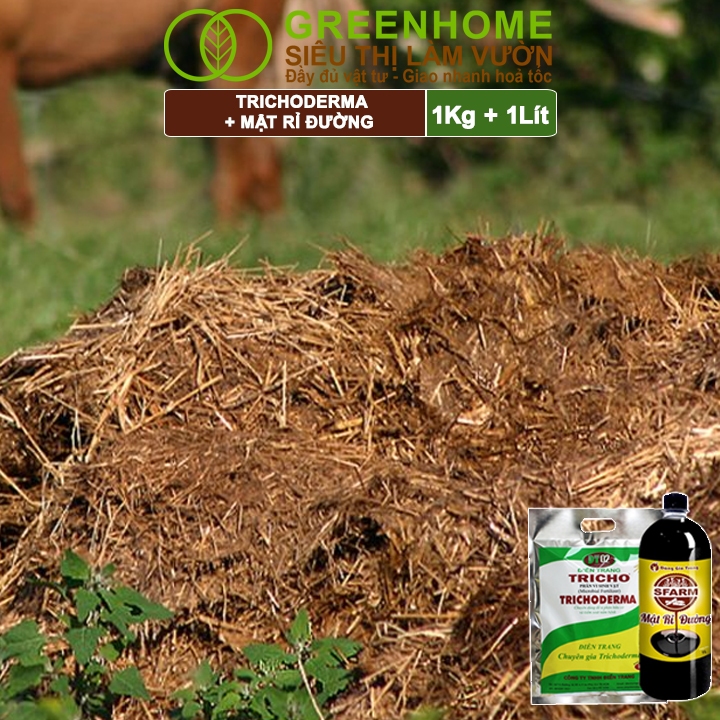 Combo Nấm Đối Kháng Trichoderma 1kg Và Mật Rỉ Đường Sfarm 1kg, Greenhome,  Ủ Phân Bón, Ủ Đậu Nành, Ủ Rác Thải Nhà Bếp