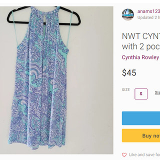 Sale lỗ Đầm Yếm 2 Dây Xanh Họa Tiết Cynthia Rowley