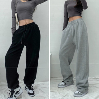 Quần jogger tăm ống rộng nam nữ dây rút bo chun gấu, quần ống rộng unisex dáng suông mặc 2 kiểu thun tăm vietstar