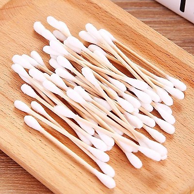Gói 100 Que Tăm Bông Ngoáy Tai  Bông Ráy Tai Cán Gỗ  Tiện Lợi  A417