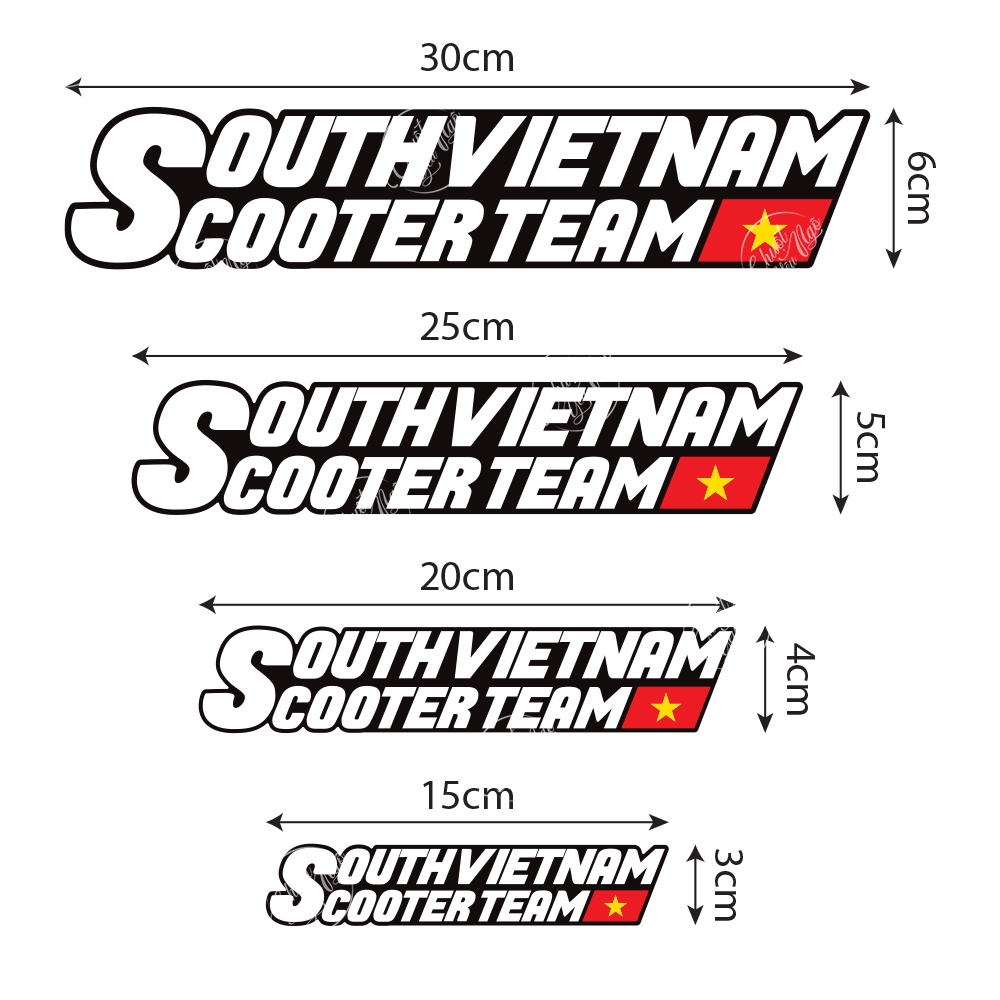 Combo 2 nhãn phản quang hoặc kim tuyến South Vietnam Scooter Team SVST decal hội nhóm trang trí xe tay gas miền nam