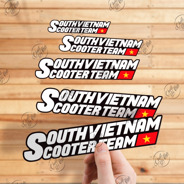 Combo 2 nhãn phản quang hoặc kim tuyến South Vietnam Scooter Team SVST decal hội nhóm trang trí xe tay gas miền nam