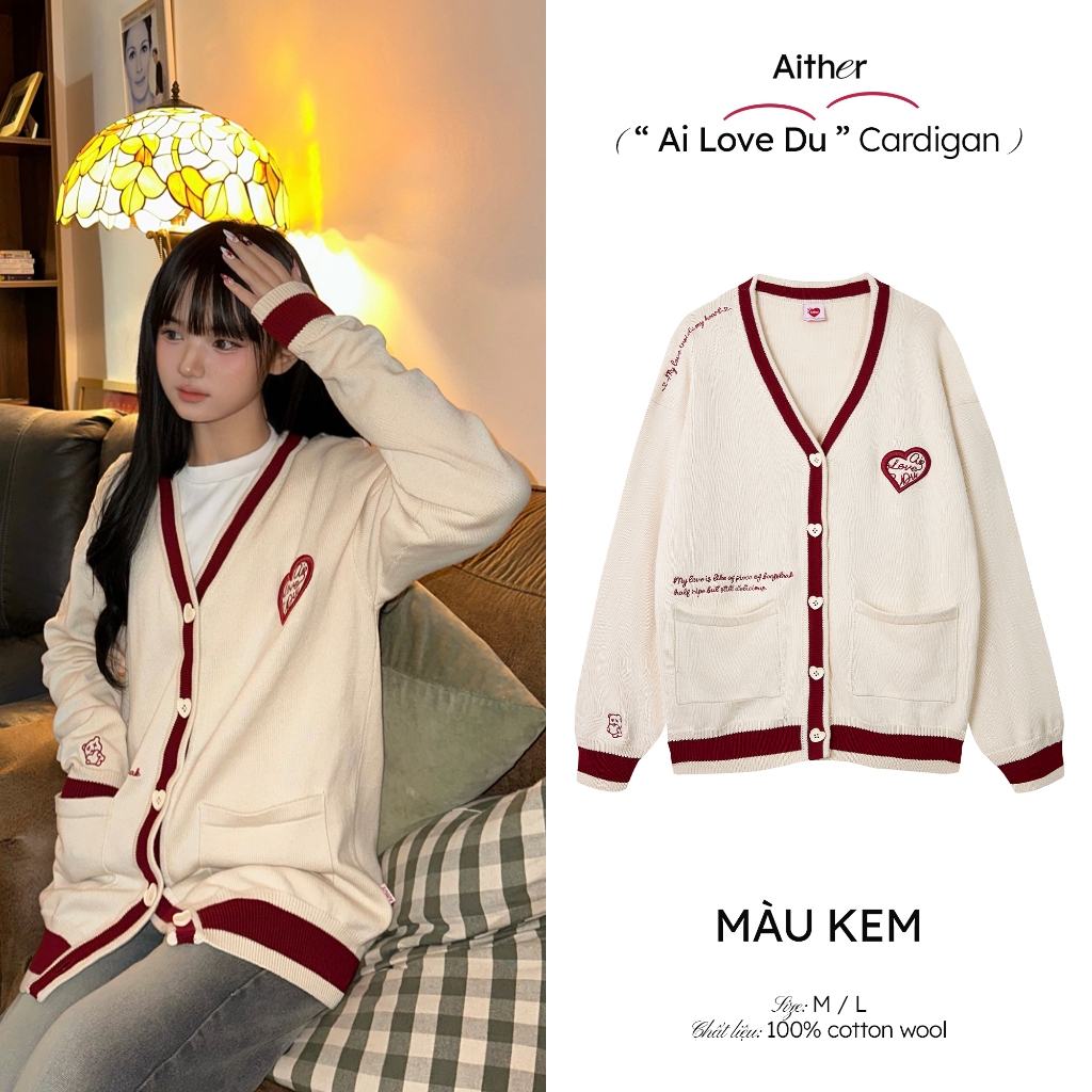 AITHER STUDIO Áo khoác Cardigan AI LOVE DU